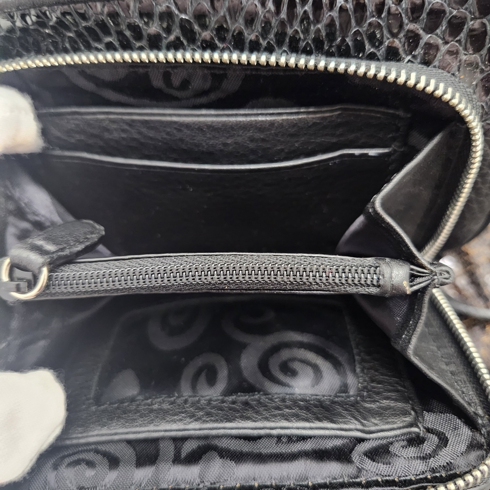 Brighton Black Pebbled Leather And Python Print M… - image 7